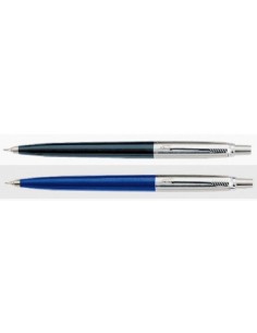 Parker -Penna a sfera Linea Jotter Premium Parker Pen - Shiny Cromo Chiselled - blu - pulsante 