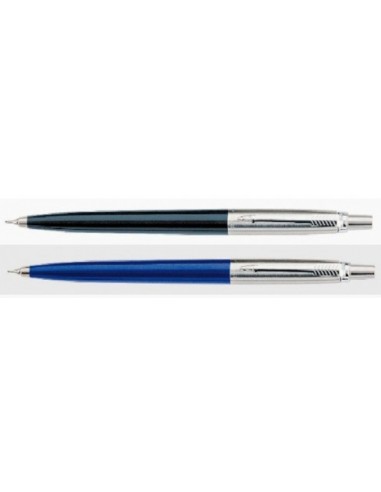Parker -Penna a sfera Linea Jotter Premium Parker Pen - Shiny Cromo Chiselled - blu - pulsante 